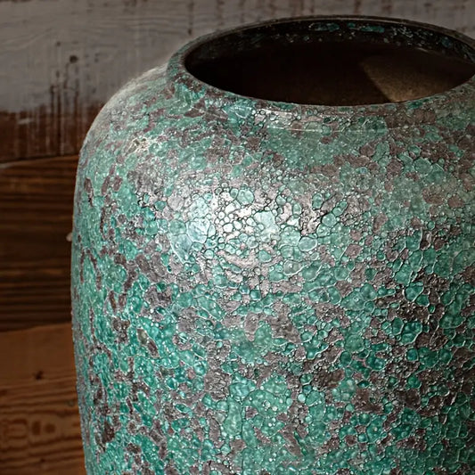 1pc Rustic Ceramic Green Vase, Suitable for Living Room Bedroom Table Decor, New Home Gift